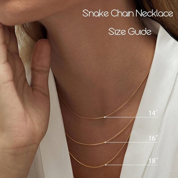 14K Gold Herringbone Snake Chain Choker Necklace Necklaces for Women for Teen - Picture 5 of 8